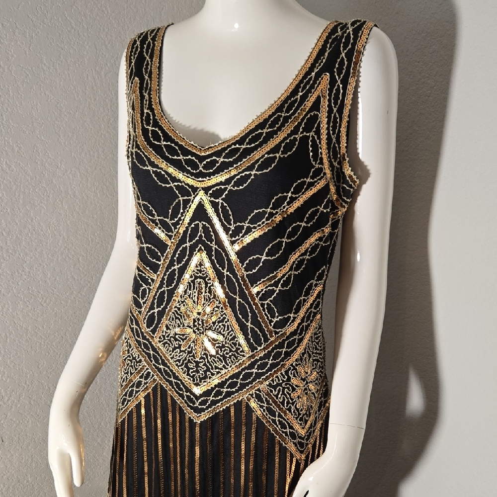 Black and Gold Beaded Dress - Picture 6 of 8